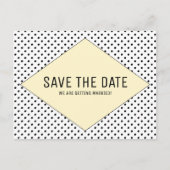 Gele Modern Polka Dots sparen de Datum Aankondigingskaart (Voorkant)