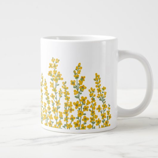 Gele moderne bloementuin bloeit grote koffiekop (Rechts)