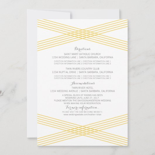Gele moderne deco-informatiekaart kaart (Voorkant)