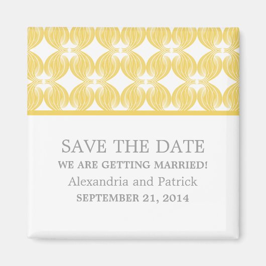 Gele Moderne Deco sparen de Magnet van de Datum (Voorkant)