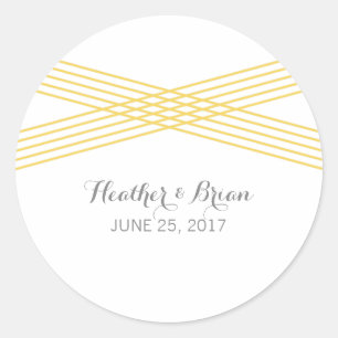 Gele moderne deco-weddenschappen ronde sticker