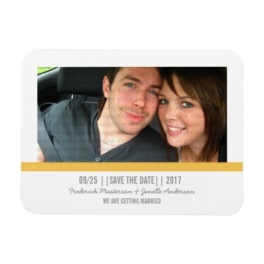 Gele Moderne Foto sparen de Magnet van de Datum Magneet (Horizontaal)