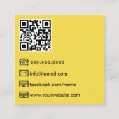 Gele moderne fotograaf QR-code Vierkante Visitekaartje (Achterkant)