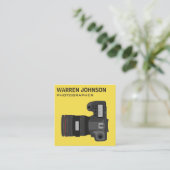 Gele moderne fotograaf QR-code Vierkante Visitekaartje (Staand voorkant)