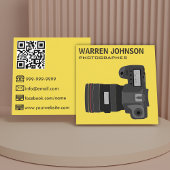 Gele moderne fotograaf QR-code Vierkante Visitekaartje