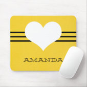 Gele moderne hartenmousepad muismat (Met muis)