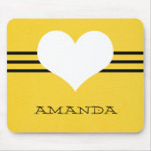 Gele moderne hartenmousepad muismat (Voorkant)