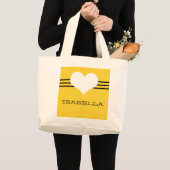 Gele moderne hartentassen grote tote bag (Voorkant (product))