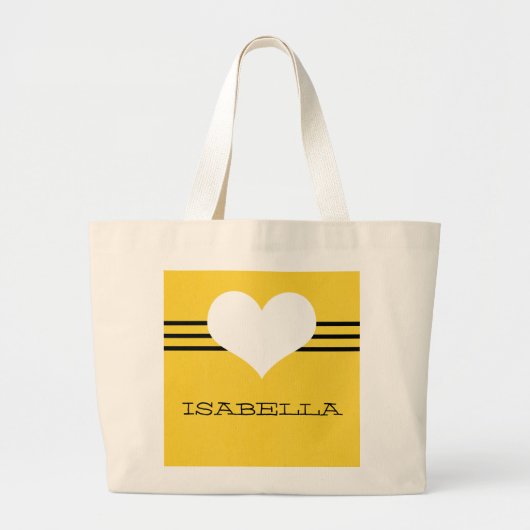 Gele moderne hartentassen grote tote bag (Voorkant)