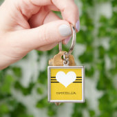 Gele moderne heart Premium-Sleutelhanger Sleutelhanger (Hand)