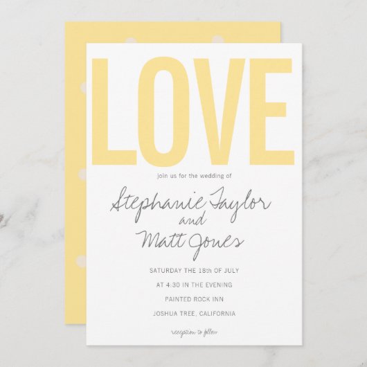 Gele moderne Liefde, vet Kaart (Voorkant / Achterkant)