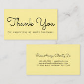 Gele Moderne Manuscript Typografie Dank u Visitekaartje (Voorkant / Achterkant)