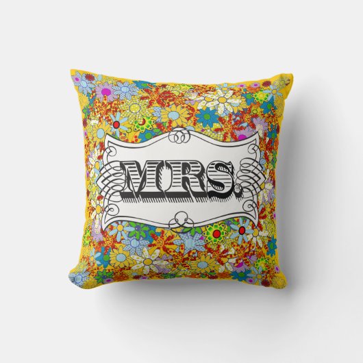 Gele moderne mevrouw Bride Floral Pattern Pillow Kussen (Voorkant)