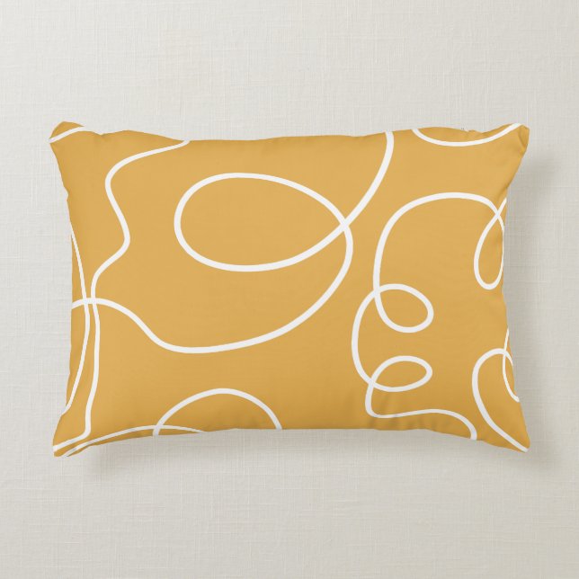 Gele Moderne Minimale Lijn Borstelstreken Accent Kussen (Voorkant)