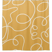 Gele Moderne Minimale Lijn Borstelstreken Douchegordijn (Voorkant)