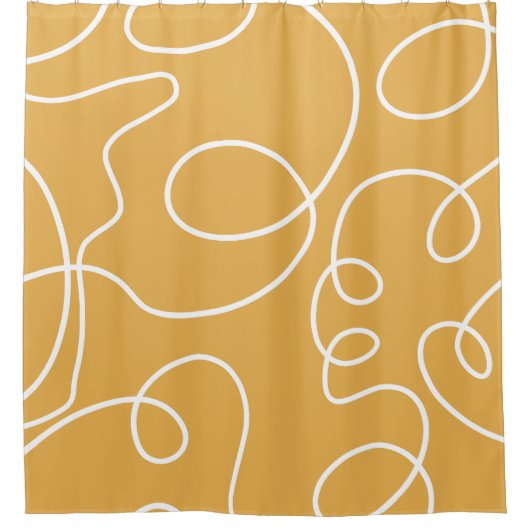 Gele Moderne Minimale Lijn Borstelstreken Douchegordijn (Voorkant)