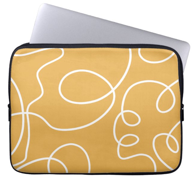 Gele Moderne Minimale Lijn Borstelstreken Laptop Sleeve (Voorkant)