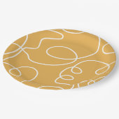 Gele Moderne Minimale Lijn Borstelstreken Papieren Bordje (Gekanteld)