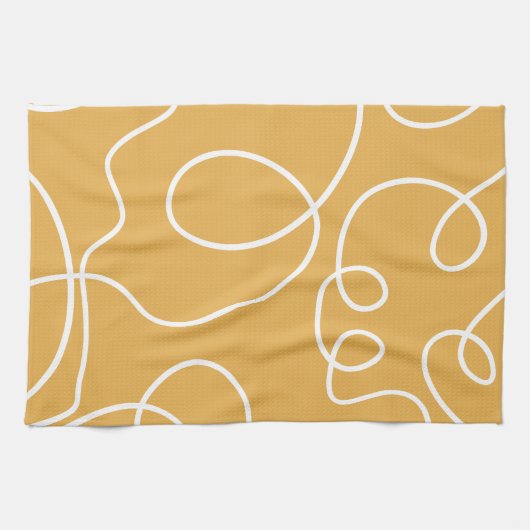 Gele Moderne Minimale Lijn Borstelstreken Theedoek (Horizontaal)