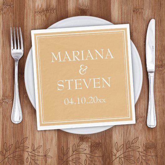 Gele moderne minimalistische bruiloft servet