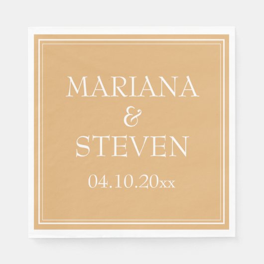 Gele moderne minimalistische bruiloft servet (Voorkant)