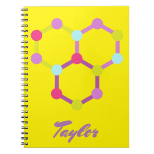 Gele moderne moleculen notitieboek