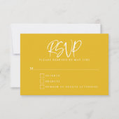 Gele moderne scriptbekisting RSVP-Kaart RSVP Kaartje (Voorkant)