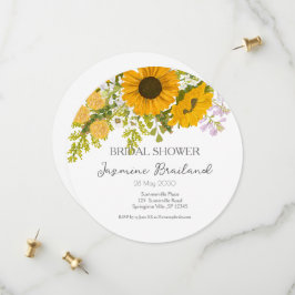 Gele moderne zonnebloemen boeket bruids douche save the date