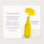 Gele moeder in vaas begrafenisdienst herdenkingsge visitekaartje (Buitenkant ongevouwen)