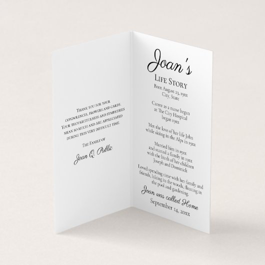 Gele moeder in vaas begrafenisdienst herdenkingsge visitekaartje (Binnen)