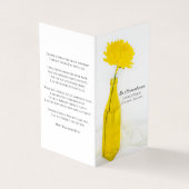 Gele moeder in vaas begrafenisdienst herdenkingsge visitekaartje (Buitenkant)