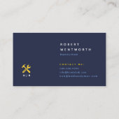 Gele Moersleutel & Hamer op Blauw Eenvoudige Handy Visitekaartje (Achterkant)