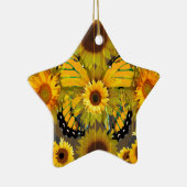 Gele MONARCH BUTTERFLY & Sunflower ART Keramisch Ornament (Rechts)