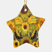 Gele MONARCH BUTTERFLY & Sunflower ART Keramisch Ornament (Links)