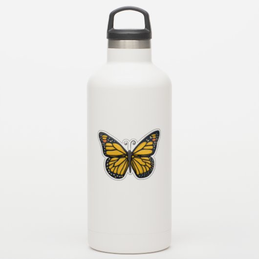 Gele Monarch Vlinder Sticker (Waterfles)