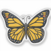 Gele Monarch Vlinder Sticker (Voorkant)