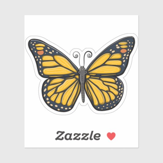 Gele Monarch Vlinder Sticker (Vel)