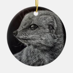 Gele Mongoose Keramisch Ornament