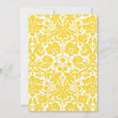 Gele Monogram Damask Wedding Invitations Kaart (Achterkant)