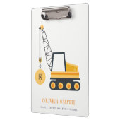 Gele monogram kraanwagens voor de bouw klembord (Links)