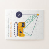 Gele monogram kraanwagens voor de bouw legpuzzel (Horizontaal)