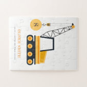 Gele monogram kraanwagens voor de bouw legpuzzel (Horizontaal)