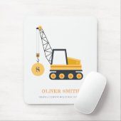 Gele monogram kraanwagens voor de bouw muismat (Met muis)