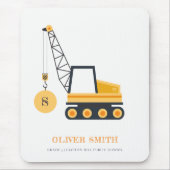 Gele monogram kraanwagens voor de bouw muismat (Voorkant)