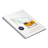 Gele monogram kraanwagens voor de bouw notitieboek (Rechterzijde)