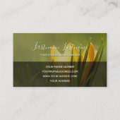 Gele monogram kroonbloesem grijze rechthoek visitekaartje (Achterkant)