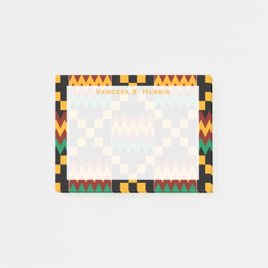 Gele Monogram Kwanzaa Zwart Rood Kente Stof Post-it® Notes (Voorkant)
