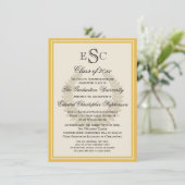Gele monogram Laurel Classic College Graduation Kaart (Staand voorkant)
