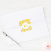 Gele Monogram met Polka Dots en Stripes Vierkante Sticker (Envelop)