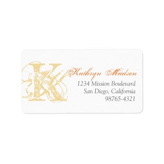 Gele monogram nood grunge retouradres etiket (Voorkant)